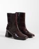 London Rebel London Rebel Delta mid ankle boots in chocolate croc-Brown - 2