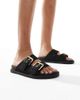 London Rebel London Rebel double strap buckle detail sandals in black - 1