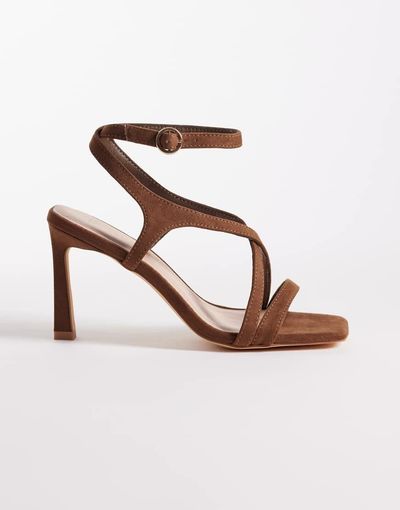 London Rebel London Rebel Elin heeled strappy sandals in mocha microsuede-Brown