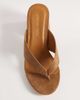 London Rebel London Rebel Elle heeled flip flop sandals in mocha-Brown - 3
