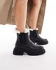 London Rebel London Rebel Emma teddy lined chunky chelsea boots in black - 1