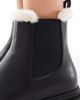 London Rebel London Rebel Emma teddy lined chunky chelsea boots in black - 3