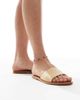 London Rebel London Rebel flat sandals with strap in gold raffia - 4