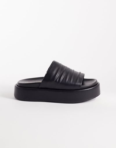 London Rebel London Rebel flatform slides in black