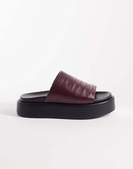 London Rebel London Rebel flatform slides in burgundy-Red
