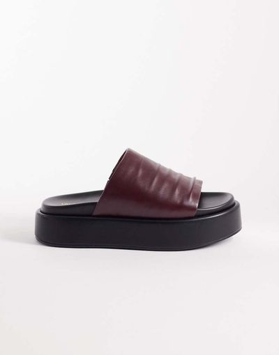 London Rebel London Rebel flatform slides in burgundy-Red