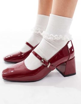 London Rebel London Rebel Hazel mid block heel shoes in patent red