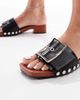 London Rebel London Rebel heeled sandals with buckle detail in black faux leather - 2