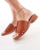 London Rebel London Rebel heeled sandals with studded straps in tan faux suede-Brown - 2