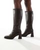 London Rebel London Rebel Isla block heeled knee boots in chocolate-Brown - 1