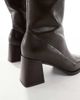 London Rebel London Rebel Isla block heeled knee boots in chocolate-Brown - 3