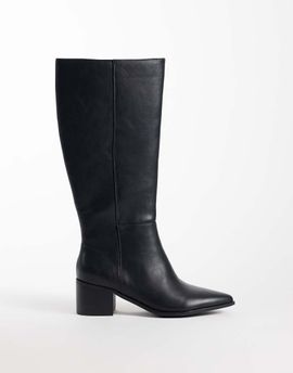 London Rebel London Rebel Jessie refined pointed toe knee boots in black