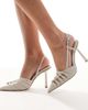 London Rebel London Rebel Lillie buckle detail slingback high heels in ecru-White - 4