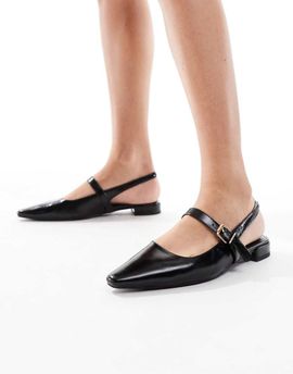 London Rebel London Rebel Luna slingback pointed toe flats in black