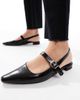 London Rebel London Rebel Luna slingback pointed toe flats in black - 2