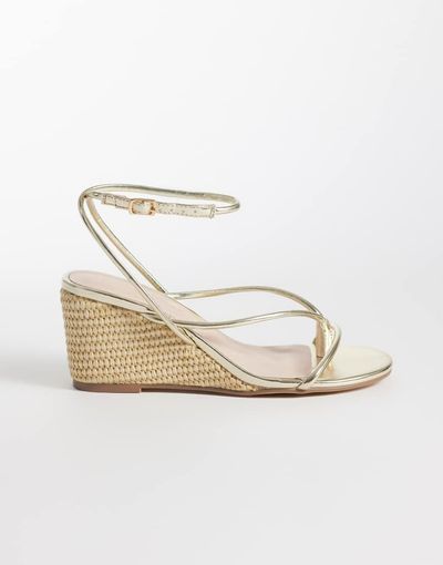 London Rebel London Rebel Mary Wedge heeled strappy sandals in gold
