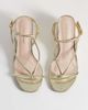 London Rebel London Rebel Mary Wedge heeled strappy sandals in gold - 3