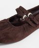 London Rebel London Rebel Mia faux suede strappy ruched ballet flats in chocolate-Brown - 2
