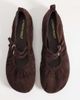 London Rebel London Rebel Mia faux suede strappy ruched ballet flats in chocolate-Brown - 3