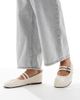 London Rebel London Rebel Mia strappy ruched ballet flats in ecru-White - 2