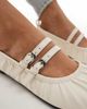 London Rebel London Rebel Mia strappy ruched ballet flats in ecru-White - 3