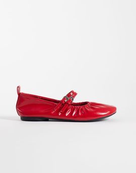 London Rebel London Rebel Mia strappy ruched ballet flats in red