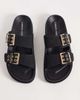 London Rebel London Rebel Morgan double buckle flat sandals in black - 2