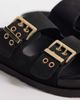 London Rebel London Rebel Morgan double buckle flat sandals in black - 4