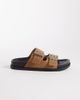 London Rebel London Rebel Morgan double buckle flat sandals in tan-Brown - 1