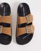 London Rebel London Rebel Morgan double buckle flat sandals in tan-Brown - 2