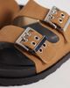 London Rebel London Rebel Morgan double buckle flat sandals in tan-Brown - 4
