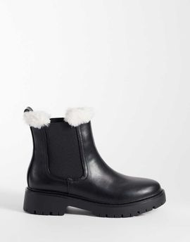 London Rebel London Rebel Noa teddy lined chunky chelsea boots in black