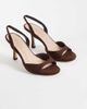 London Rebel London Rebel Nora faux suede peep toe high heeled sandals in brown - 2