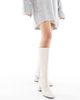 London Rebel London Rebel Nova block heeled knee boots in cream-White - 4