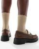 London Rebel London Rebel Olivia contrast teddy fur chunky loafers in brown - 4