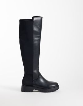 London Rebel London Rebel Orah stretch chunky knee boots in black
