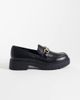 London Rebel London Rebel Peggy metal trim chunky loafers in black - 1