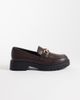 London Rebel London Rebel Peggy metal trim chunky loafers in brown - 1