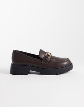 London Rebel London Rebel Peggy metal trim chunky loafers in brown