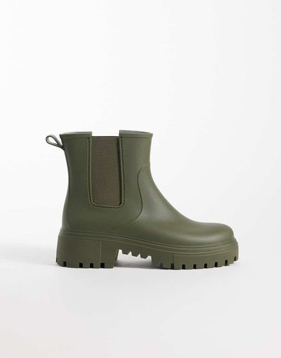London Rebel London Rebel Phoebe chunky chelsea rain boots in green