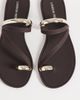 London Rebel London Rebel Reese flat sandals with gold-tone embellished straps in brown matte jelly - 2