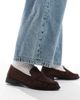 London Rebel London Rebel Sadie ruched detail loafers in suedette chocolate-Brown - 4