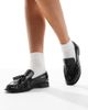 London Rebel London Rebel Sadie ruched detailing tassel loafers in patent black - 1