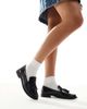 London Rebel London Rebel Sadie ruched detailing tassel loafers in patent black - 2