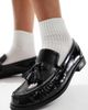 London Rebel London Rebel Sadie ruched detailing tassel loafers in patent black - 3