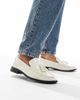 London Rebel London Rebel Sadie ruched detailing tassel loafers in patent ecru-White - 1
