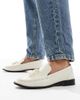 London Rebel London Rebel Sadie ruched detailing tassel loafers in patent ecru-White - 4