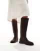 London Rebel London Rebel Scarlett refined riding boots in suedette chocolate-Brown - 1