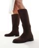 London Rebel London Rebel Scarlett refined riding boots in suedette chocolate-Brown - 4