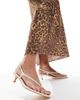 London Rebel London Rebel strap detail thong heeled sandals in cream-White - 1